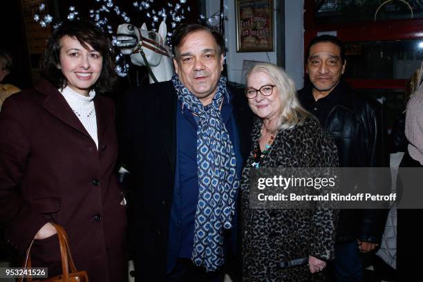 Valerie Bonneton, Didier Bourdon, Josiane Balasko and her husband George Aguilar attend the Dinner in honor of Nathalie Baye at La Chope des Puces on...