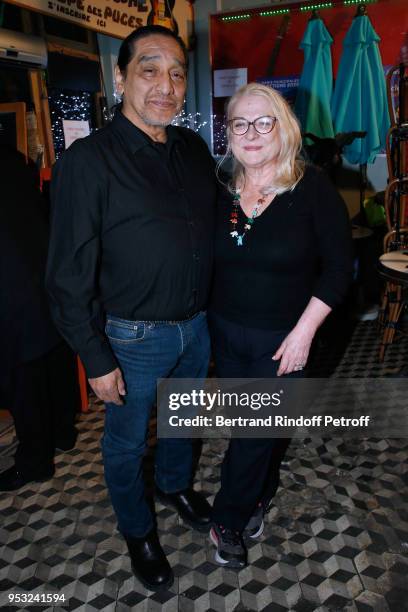 Josiane Balasko and her husband George Aguilar attend the Dinner in honor of Nathalie Baye at La Chope des Puces on April 30, 2018 in Saint-Ouen,...