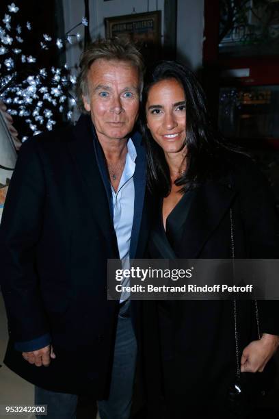 Actor Franck Dubosc and his wife Daniele attend the Dinner in honor of Nathalie Baye at La Chope des Puces on April 30, 2018 in Saint-Ouen, France.