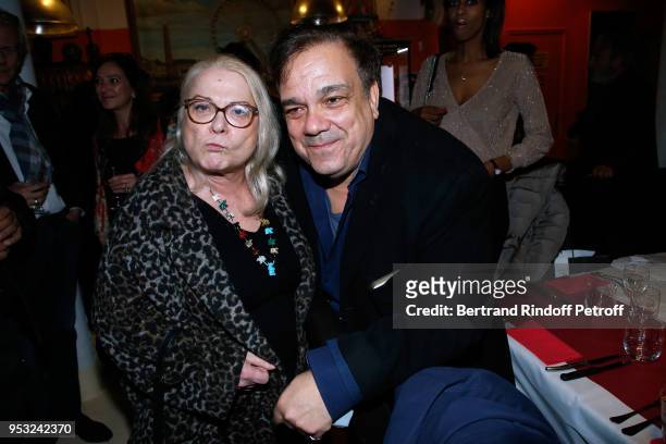 Josiane Balasko and Didier Bourdon attend the Dinner in honor of Nathalie Baye at La Chope des Puces on April 30, 2018 in Saint-Ouen, France.