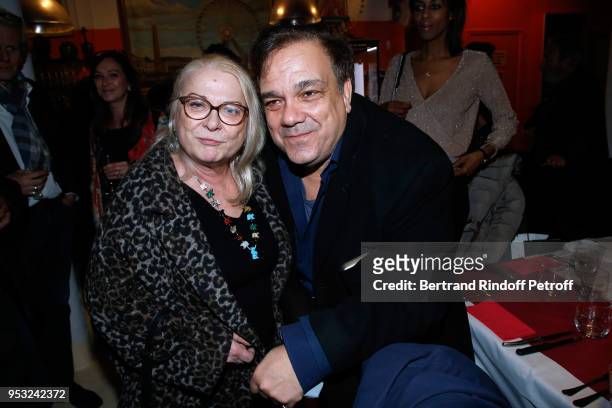 Josiane Balasko and Didier Bourdon attend the Dinner in honor of Nathalie Baye at La Chope des Puces on April 30, 2018 in Saint-Ouen, France.