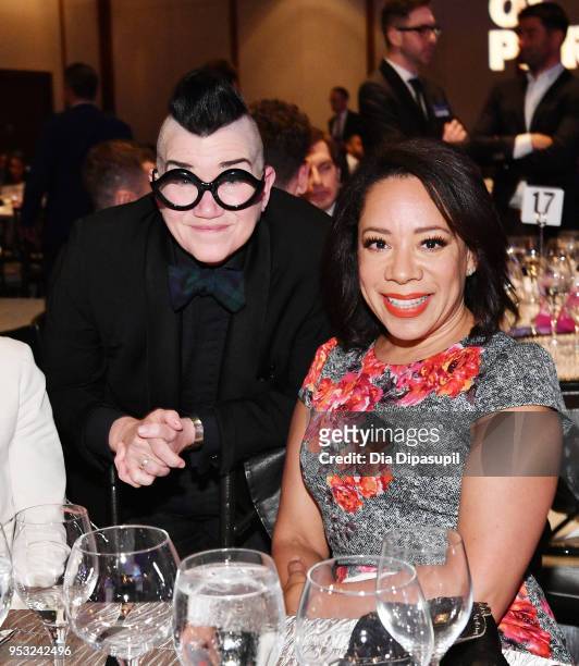 Actors Lea DeLaria and Selenis Leyva attend the Lambda Legal 2018 National Liberty Awards at Pier 60 on April 30, 2018 in New York City.