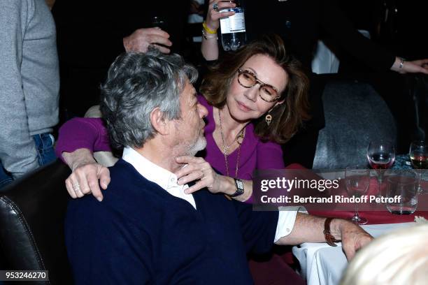 Jean-Louis Borloo and Beatrice Schonberg attend the Dinner in honor of Nathalie Baye at La Chope des Puces on April 30, 2018 in Saint-Ouen, France.