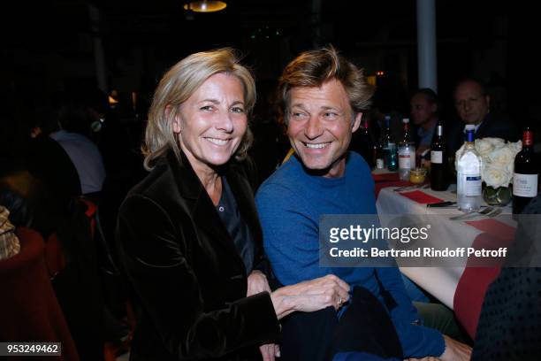 Journalists Claire Chazal and Laurent Delahousse attend the Dinner in honor of Nathalie Baye at La Chope des Puces on April 30, 2018 in Saint-Ouen,...