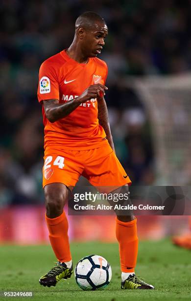 Diego Rolan of Malaga CF in action during the La Liga match between Real Betis and Malaga at Estadio Benito Villamarin on April 30, 2018 in Seville,...
