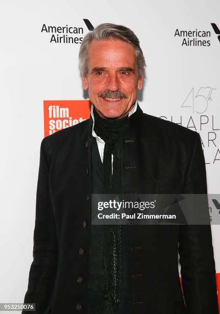 Actor Jeremy Irons attends the 45th Chaplin Award Gala Honoring Helen Mirren on April 30, 2018 in New York City.