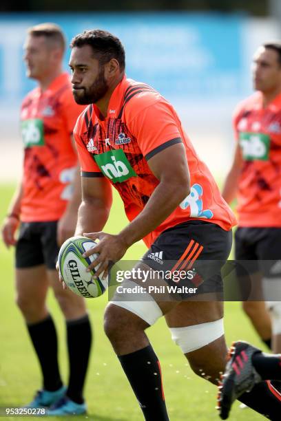 Patrick Tuipulotu of the Blues during a Blues Super Rugby training session at Alexandra Park on May 1, 2018 in Auckland, New Zealand.