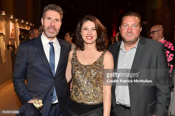 Rocco Basile, Carolina Stavrositu and Joe Palermo attend BOMB's 37th Anniversary Gala & Art Auction at Capitale on April 30, 2018 in New York City.