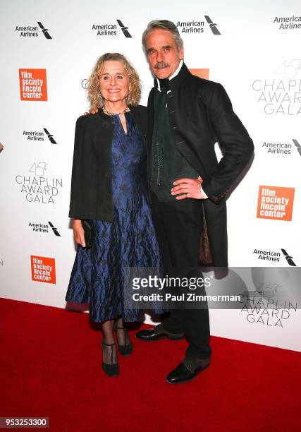 Sinead Cusack and Jeremy Irons attend the 45th Chaplin Award Gala Honoring Helen Mirren on April 30, 2018 in New York City.