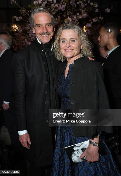 Actors Jeremy Irons and Sinead Cusack attend the 45th Chaplin Award Gala at Alice Tully Hall, Lincoln Center on April 30, 2018 in New York City.