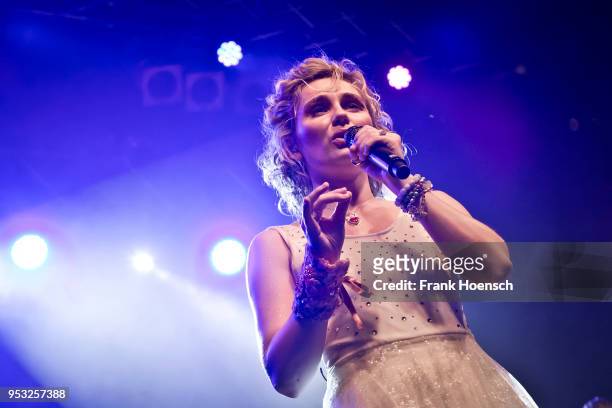 Australian singer Clare Bowen performs live on stage during a concert at the Huxleys on April 30, 2018 in Berlin, Germany.