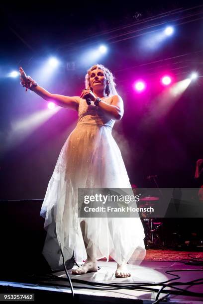 Australian singer Clare Bowen performs live on stage during a concert at the Huxleys on April 30, 2018 in Berlin, Germany.