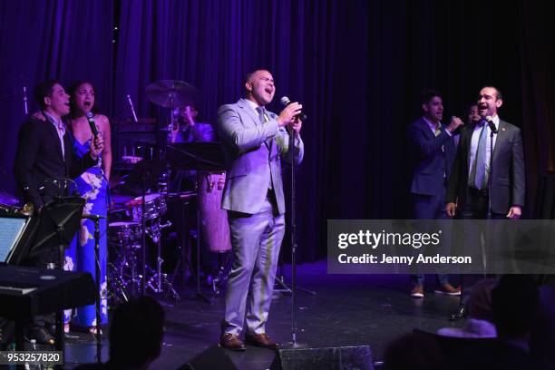 Anthony Ramos, Karen Olivo, Christopher Jackson, Perry Young Mateo Ferro, and Javier Muñoz perform onstage at The Eugene O'Neill Theater Center's...