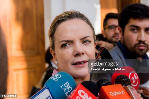 Gleisi Hoffmann, President of the Worker´s Party of Brazil talks to the media after her participation in the award ceremony "Progressive Alliance...