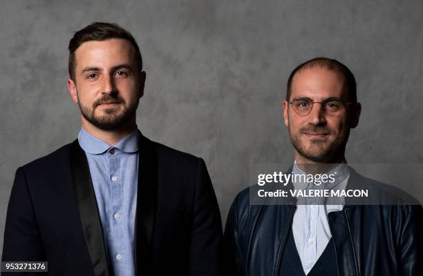 Writers Niels Rahou and Jose Caltagirone pose during the Colcoa French Film Festival at the Directors Guild of America, on April 30 West Hollywood,...