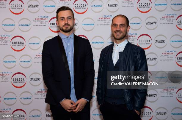 Writers Niels Rahou and Jose Caltagirone pose during the Colcoa French Film Festival at the Directors Guild of America, on April 30 West Hollywood,...