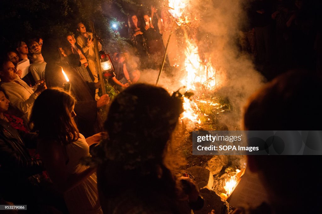 Beltane Faeries Participants participate in a ritual during the Beltane feast of Fire ...
