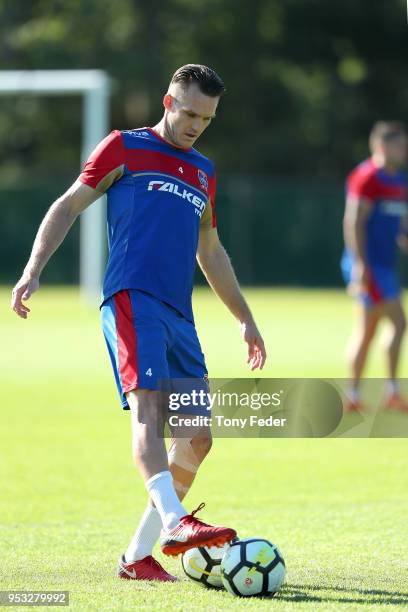 Nigel Boogaard of the Jets during a Newcastle Jets A-League training session at Ray Watt Oval on May 1, 2018 in Newcastle, Australia.