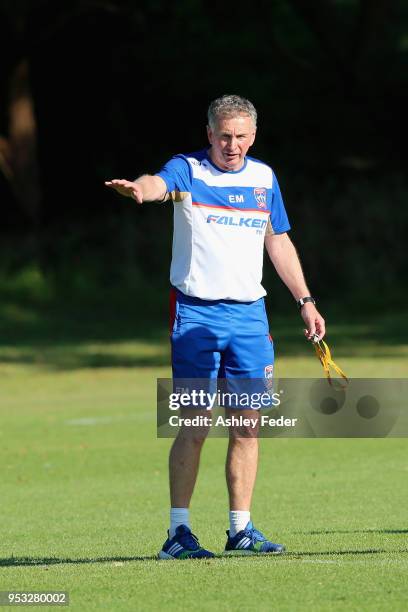 Ernie Merrick of the Jets during a Newcastle Jets A-League training session at Ray Watt Oval on May 1, 2018 in Newcastle, Australia.