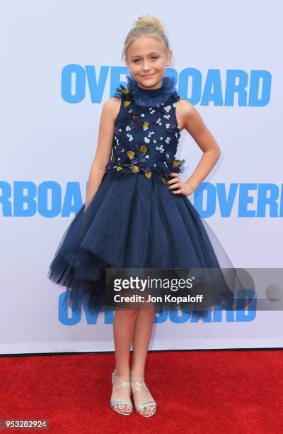 Alyvia Alyn Lind attends the premiere of Lionsgate and Pantelion Film's "Overboard" at Regency Village Theatre on April 30, 2018 in Westwood,...