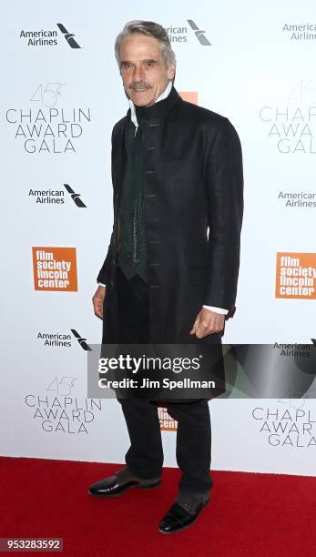 Actor Jeremy Irons attends the 45th Chaplin Award Gala honoring Helen Mirren at Alice Tully Hall on April 30, 2018 in New York City.