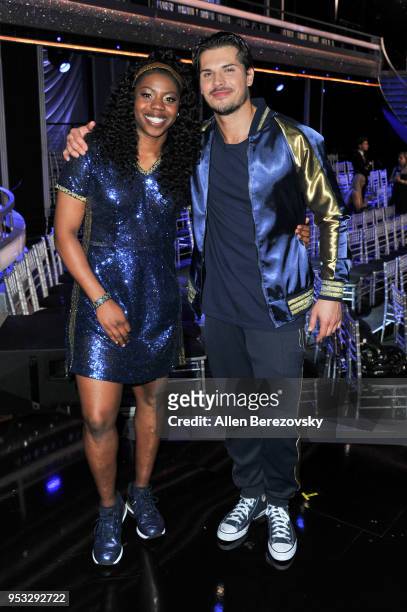 Arike Ogunbowale and Gleb Savchenko attend ABC's "Dancing With The Stars: Athletes" Season 26 show on April 30, 2018 in Los Angeles, California.