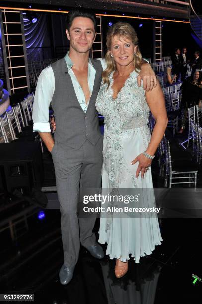 Tonya Harding and Sasha Farber attend ABC's "Dancing With The Stars: Athletes" Season 26 show on April 30, 2018 in Los Angeles, California.