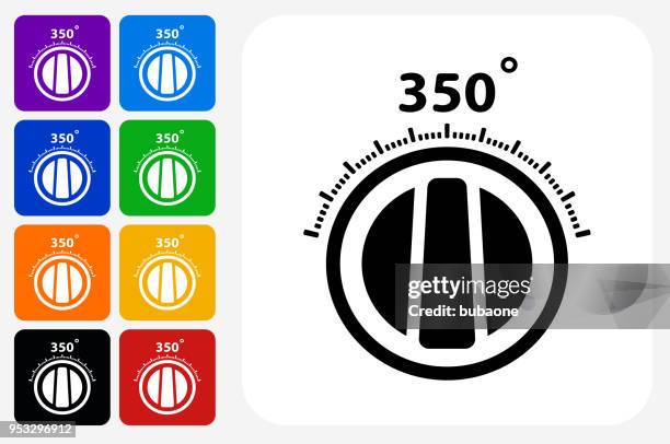 cooking degrees icon square button set - cooking timer stock illustrations