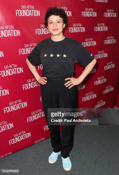 Actress Alia Shawkat attends the SAG-AFTRA Foundation Conversations at SAG-AFTRA Foundation Screening Room on April 30, 2018 in Los Angeles,...