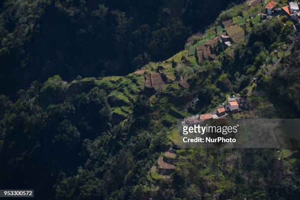 View of a part of village of Curral das Freiras from the Curral das Freiras viewpoint located at an altitude of 1,095 m. On Tuesday, April 24 in...
