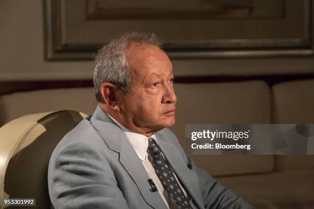 Naguib Sawiris, billionaire and chairman of Orascom Telecom Media and Technology Holding SAE, pauses during a Bloomberg Television interview in...