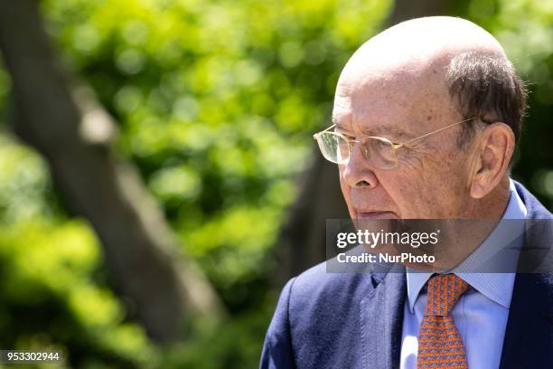 Secretary of Commerce Wilbur Ross, attends U.S. President Donald Trump and Nigerian President Muhammadu Buhari's joint press conference in the Rose...