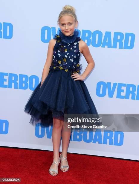 Alyvia Alyn Lind arrives at the Premiere Of Lionsgate And Pantelion Film's "Overboard" at Regency Village Theatre on April 30, 2018 in Westwood,...