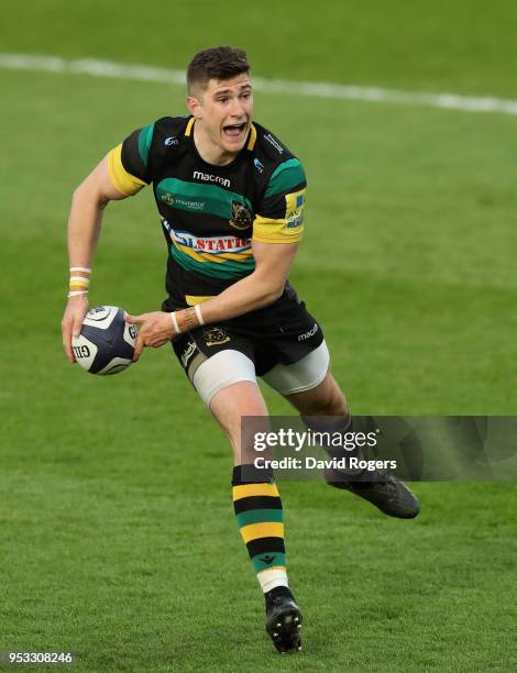 James Grayson of Northampton passes the ball during the Aviva A League Final between Northampton Wanderers and Exeter Braves at Franklin's Gardens on...