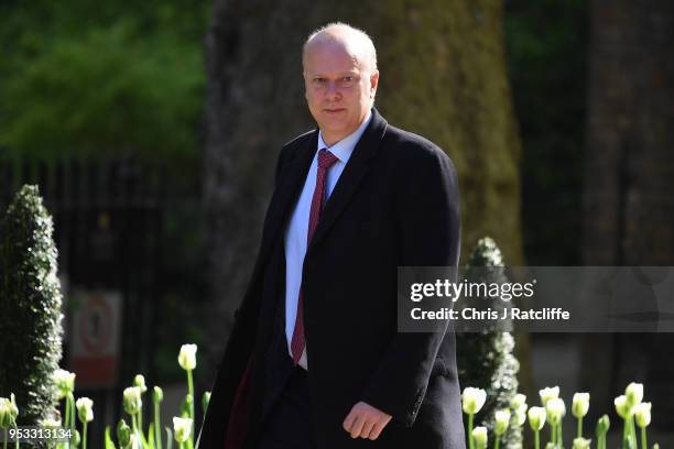 Chris Grayling, Secretary of State for Transport attends the first cabinet meeting following the Re-Shuffle at Downing Street on May 1, 2018 in...