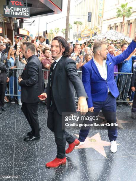 Chris Kirkpatrick, JC Chasez and Joey Fatone of pop group 'NSYNC' are seen on April 30, 2018 in Los Angeles, California.