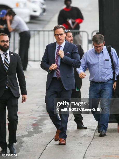 Jake Tapper is seen arriving at 'Jimmy Kimmel Live' on April 30, 2018 in Los Angeles, California.