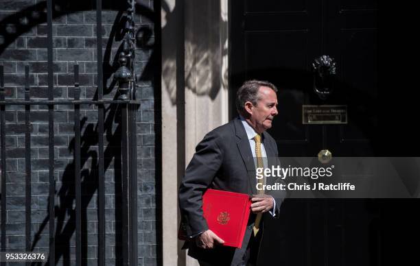 Liam Fox, Secretary of State for International Trade, leaves after the first cabinet meeting following the Re-Shuffle at Downing Street on May 1,...