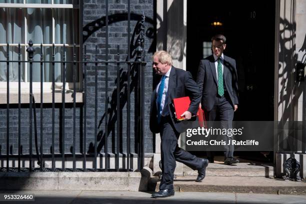 Boris Johnson, Secretary of State for Foreign Affairs, and James Brokenshire, Secretary of State for Housing, Communities and Local Government, leave...