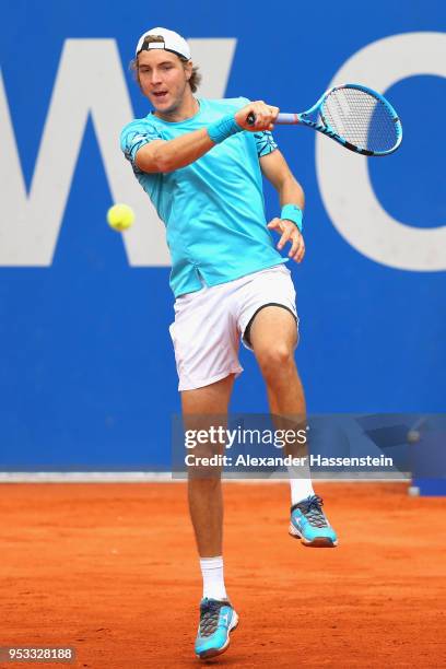 Jan-Lennard Struff of Germany plays a fore hand during his first round match against Daniel Masur of Germany on day 4 of the BMW Open by FWU at MTTC...