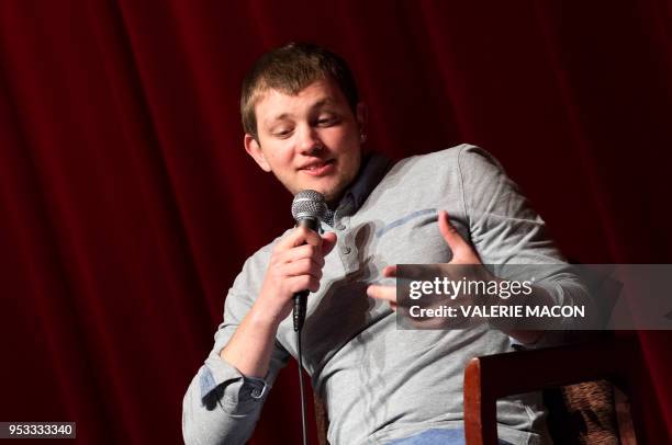 Actor Anthony Bajon speaks onstage during the Colcoa French Film Festival at the Directors Guild of America, on April 30 West Hollywood, California.