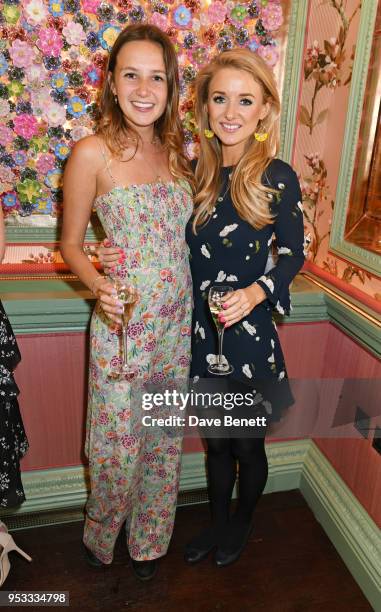 Daisy Jenks and Camilla Thorp attend the launch of BeeBazaar.co.uk supported by Perrier-Jouet at Annabel's on May 1, 2018 in London, England.