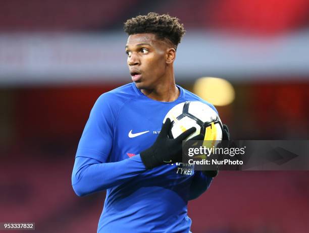 Dujon Sterling of Chelsea U18 during FA Youth Cup Final 2nd Leg match between Arsenal U18 against Chelsea U18 at Emirates stadium, London England on...