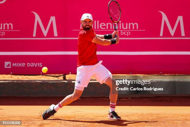 Bjorn Fratangelo from United States of America in action during the match between Roberto Carballes Baena from Spain and Bjorn Fratangelo from United...