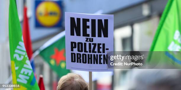 Protesters with sign agaisnt the PAG. Several thousands followed the invitation of the trade unions such as IG Metall, Verdi, GEW and others to...