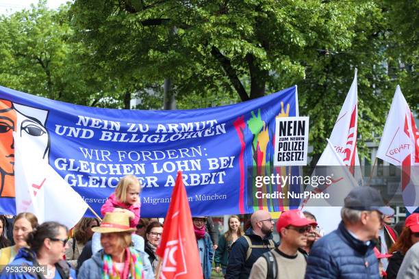 Several thousands followed the invitation of the trade unions such as IG Metall, Verdi, GEW and others to protest at the international worker's day...