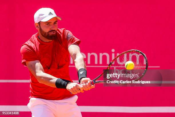 Bjorn Fratangelo from United States of America in action during the match between Roberto Carballes Baena from Spain and Bjorn Fratangelo from United...