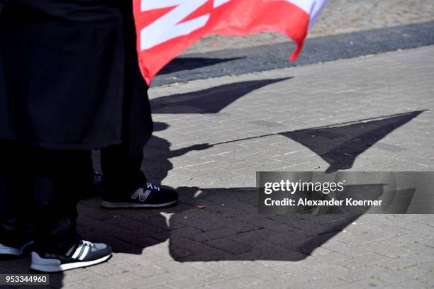 Supporters of the young nationalist, a group for youngsters of the far-right NPD political party gather to march on May Day on May 1, 2018 in Erfurt,...