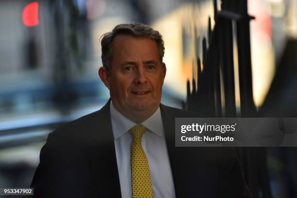 Secretary of State for International Trade and President of the Board of Trade Liam Fox arrives to attend the first cabinet meeting following the...