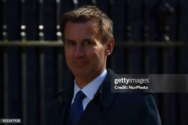 Secretary of State for Health and Social Care Jeremy Hunt arrives to attend the first cabinet meeting following the Re-Shuffle at Downing Street on...